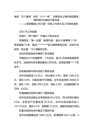 上海局集团公司三届一次职工代表大会工作报告
