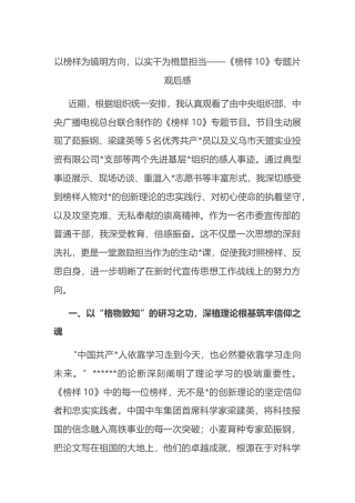 《榜样10》专题片观后感