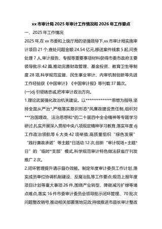 市审计局2025年审计工作情况和2026年工作要点