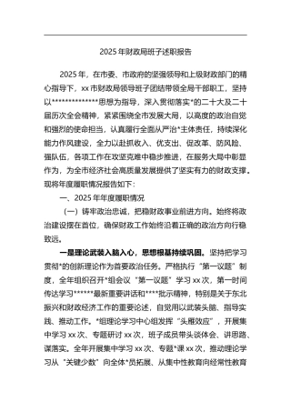 2025年财政局班子述职报告