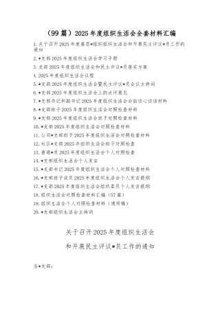 2025年度组织生活会材料汇编（99篇）
