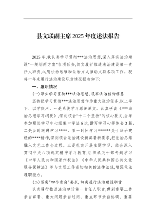 县文联副主席2025年度述法报告