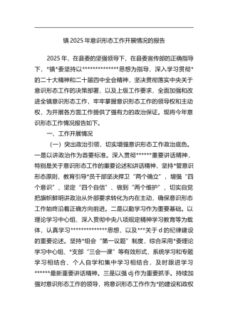 镇2025年意识形态工作开展情况的报告