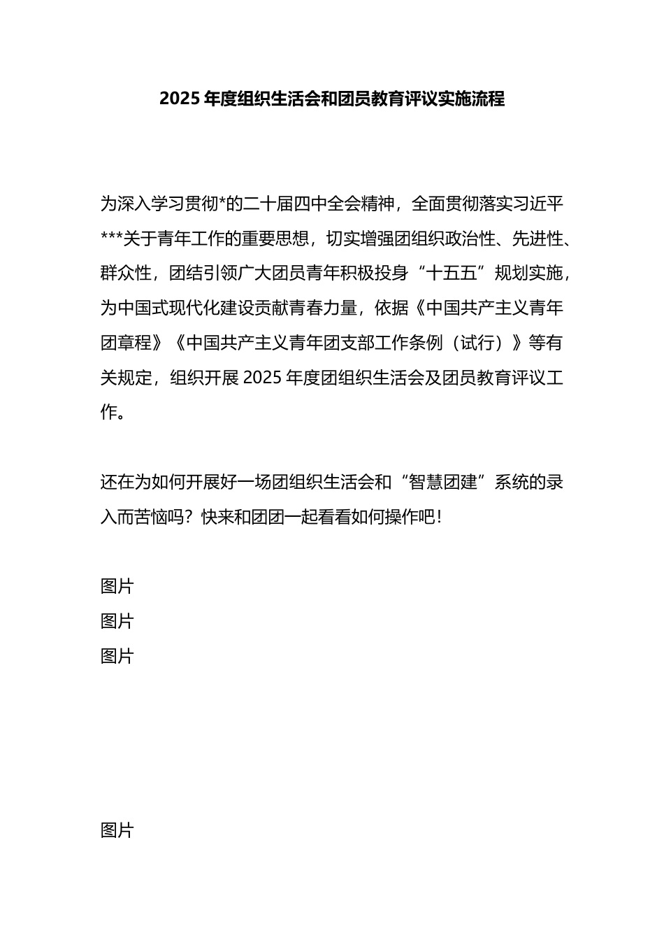 2025年度组织生活会和团员教育评议实施流程_第1页