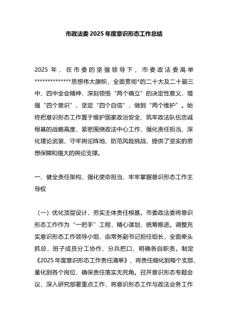 市政法委2025年度意识形态工作总结