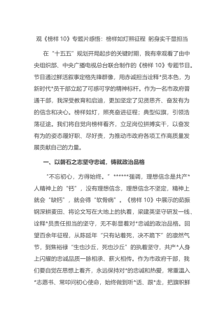 观《榜样10》专题片感悟：榜样如灯照征程+躬身实干显担当