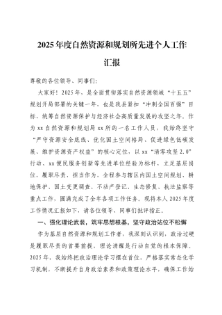 2025年度自然资源和规划所先进个人工作汇报