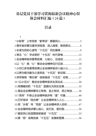 基层党员干部学习贯彻最新会议精神心得体会材料汇编（24篇）