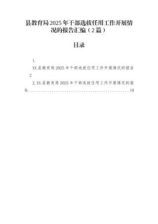 县教育局2025年干部选拔任用工作开展情况的报告汇编（2篇）