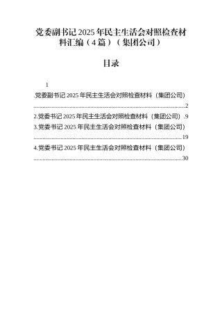 党委副书记2025年民主生活会对照检查材料汇编（4篇）（集团公司）