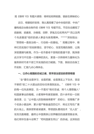 观《榜样10》专题片感悟：榜样如炬照前路，银龄生辉映初心