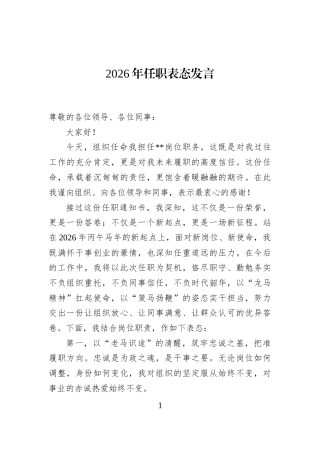 2026年任职表态发言
