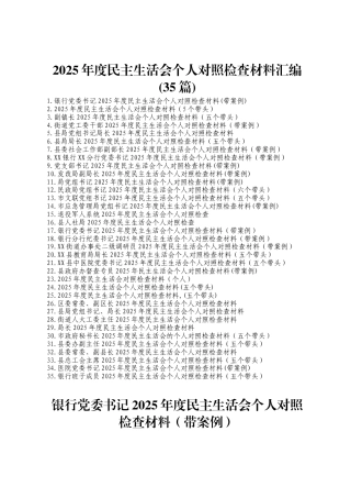 2025年度民主生活会个人对照检查材料(35篇)