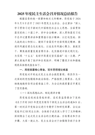 2025年度民主生活会召开情况总结报告(2篇)