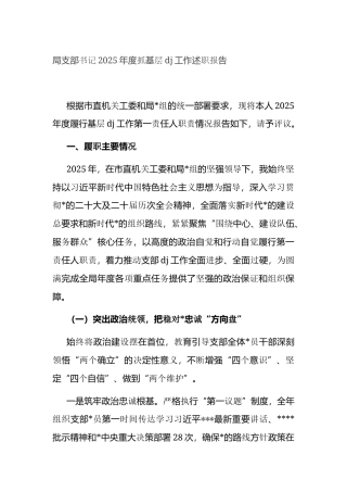 局支部书记2025年度抓基层党建工作述职报告