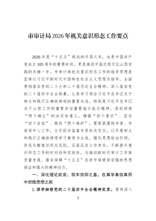 市审计局2026年机关意识形态工作要点