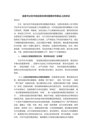 县委书记在市级巡察反馈问题整改专题会上的讲话