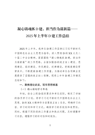 凝心铸魂抓党建，担当作为谋新篇——2025年上半年党建工作总结