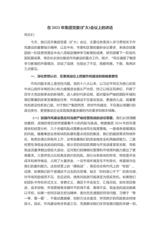 在2025年集团党委(扩大)会议上的讲话