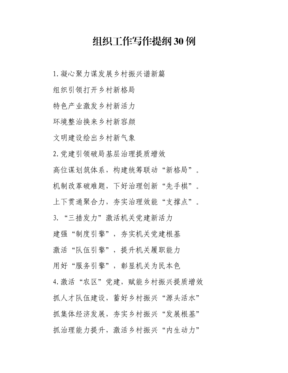 组织工作写作提纲30例（20251106）_第1页