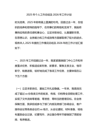 2025年个人工作总结及2026年工作计划