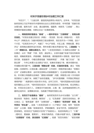 村关于党建引领乡村治理工作汇报