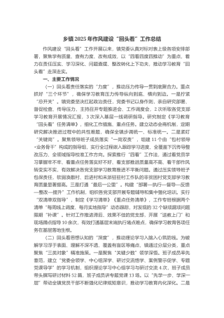 乡镇2025年作风建设“回头看”工作总结