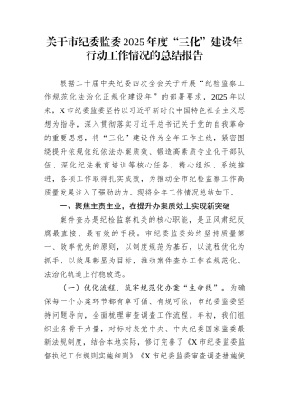 关于市纪委监委2025年度“三化”建设年行动工作情况的总结报告