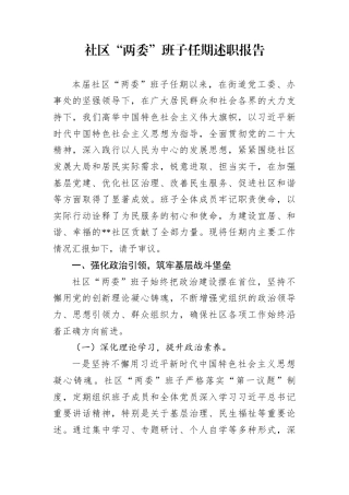 社区“两委”班子任期述职报告