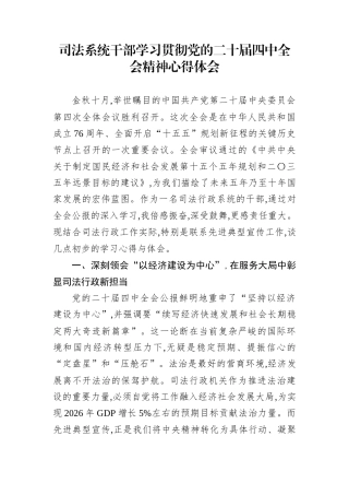 司法系统干部学习贯彻党的二十届四中全会精神心得体会