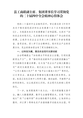 县工商联副主席、集团董事长学习贯彻党的二十届四中全会精神心得体会