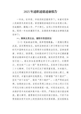 2025年述职述德述廉报告