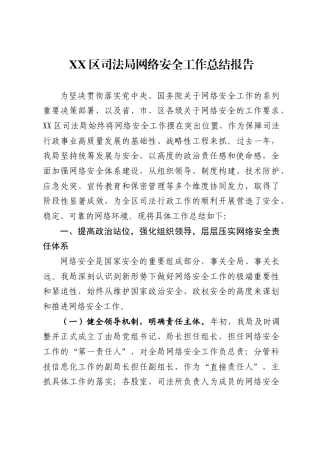 XX区司法局网络安全工作总结报告_