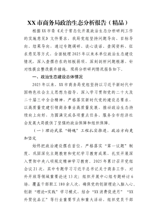 XX市商务局政治生态分析报告（精品）
