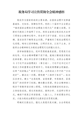 税务局学习宣传贯彻全会精神感悟