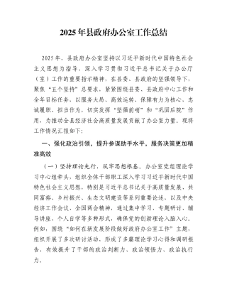 2025年县政府办公室工作总结