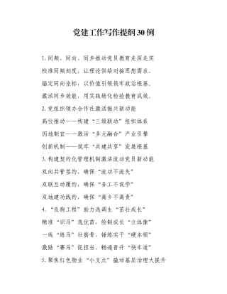 党建工作写作提纲30例（20251021）