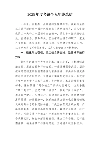 2025年度乡镇个人年终总结