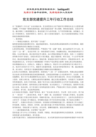 党支部党建提升三年行动工作总结