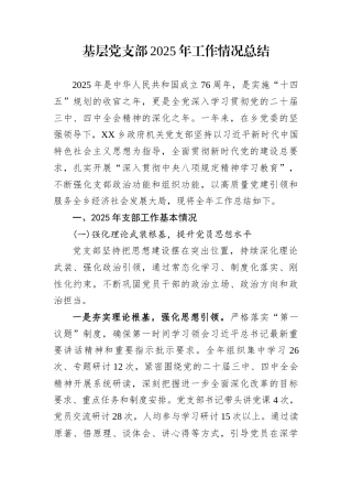 基层党支部2025年工作情况总结