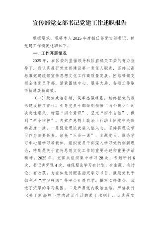 宣传部党支部书记党建工作述职报告