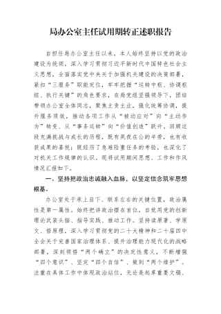 局办公室主任试用期转正述职报告