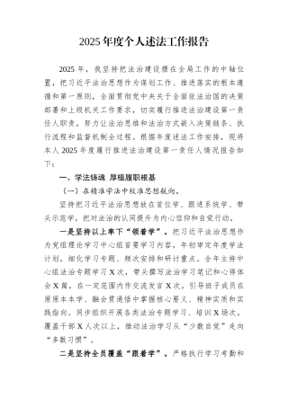 2025年度个人述法工作报告
