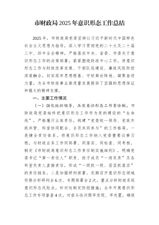 市财政局2025年意识形态工作总结