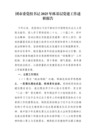 团市委党组书记2025年抓基层党建工作述职报告