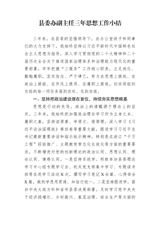 县委办副主任三年思想工作小结