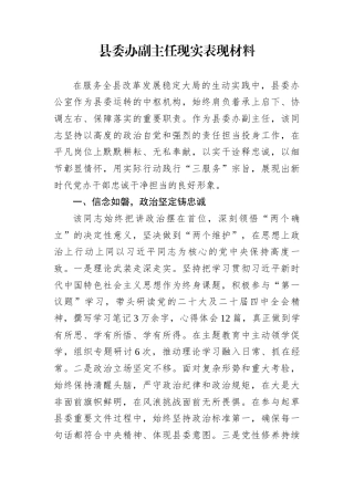 县委办副主任现实表现材料