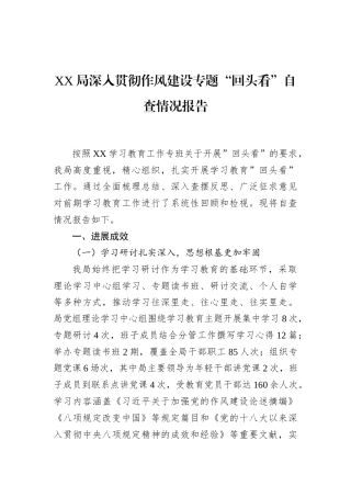 局深入贯彻作风建设专题“回头看”自查情况报告