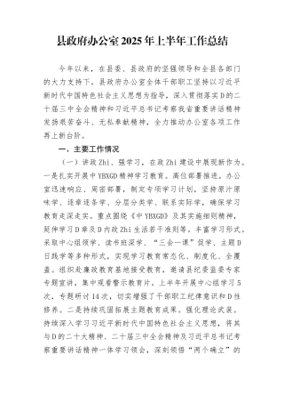 县政F办公室2025年上半年工作总结