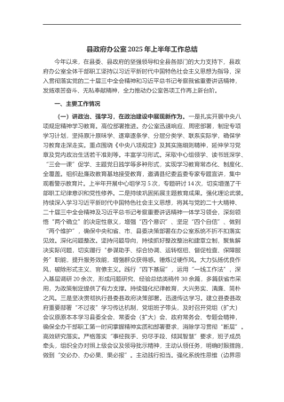 县政府办公室2025年上半年工作总结